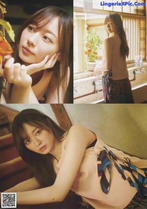 A woman with long brown hair is posing for a magazine.
