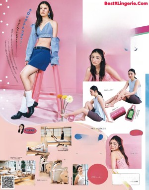 A magazine spread with a woman doing yoga poses.